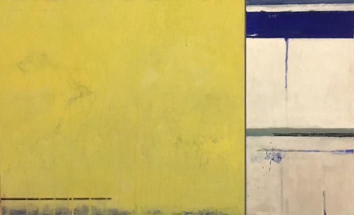 Yellow open -  technique mixte sur toile 30 x 60 cm, 2019